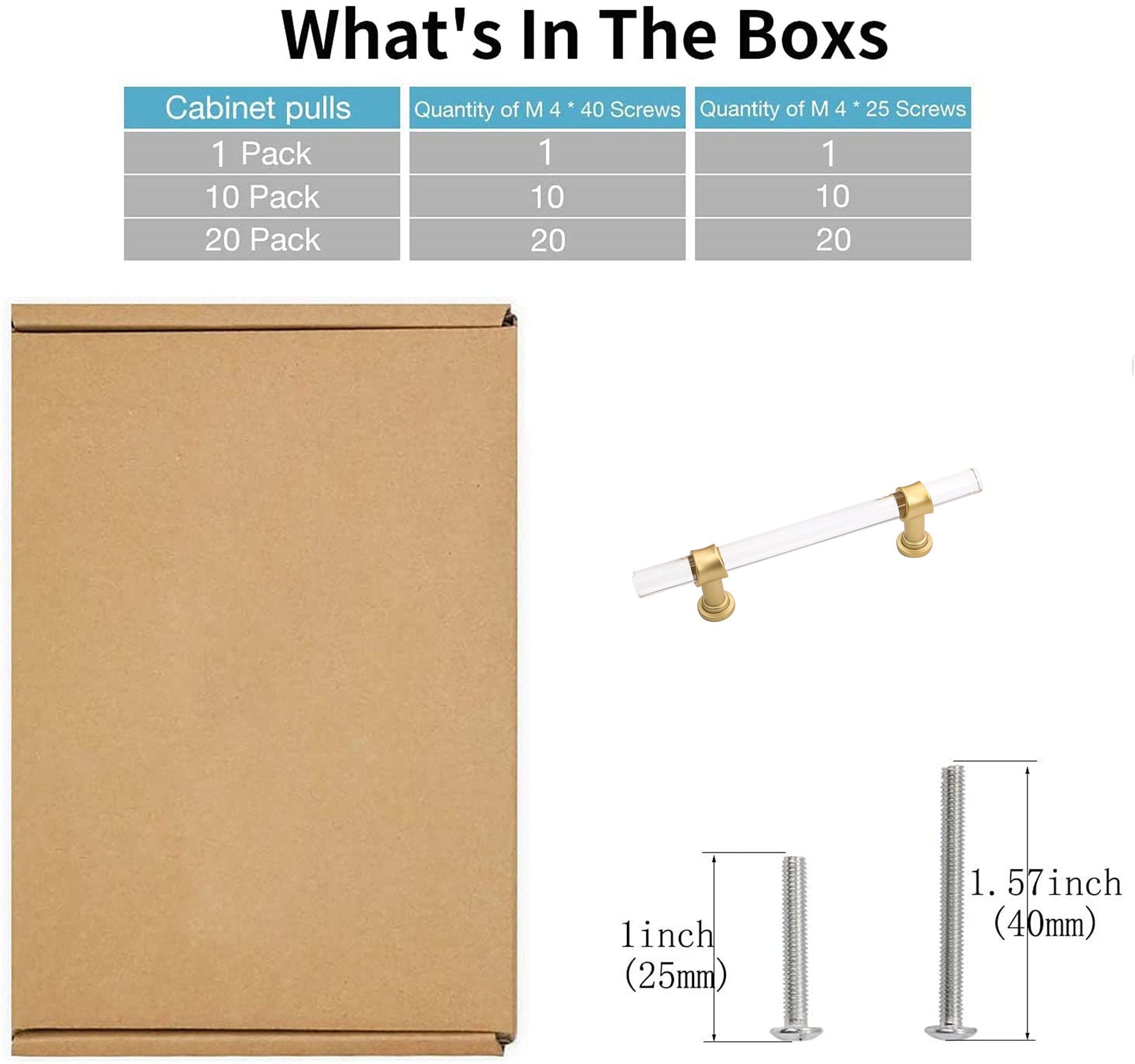 Acrylic Gold Drawer Pulls Cabinet Pulls - Acrylic Round Bar Series - Hole Centers(3-3/4 Inch，96mm)