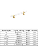 Acrylic Gold Drawer Pulls Cabinet Pulls - Acrylic Round Bar Series - Hole Centers(5 Inch，128mm)