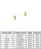 Acrylic Gold Drawer Pulls Cabinet Pulls - Acrylic Round Bar Series - Hole Centers(4 Inch，102mm)