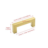 3in Cabinet Pulls Gold Cabinet Pulls，Brushed Brass Pulls Square Kitchen Hardware Handles(76mm, Hole Centers)