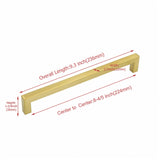 8.8in Cabinet Handle Brushed Brass Drawer Pulls，Brass Drawer Pulls Handles for Dresser Drawers(224mm, Hole Centers)