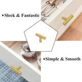Brushed Brass Cabinet Knobs，2" Overall Length Modern T Bar Knobs Single Hole Dresser Pulls(T-Knob)