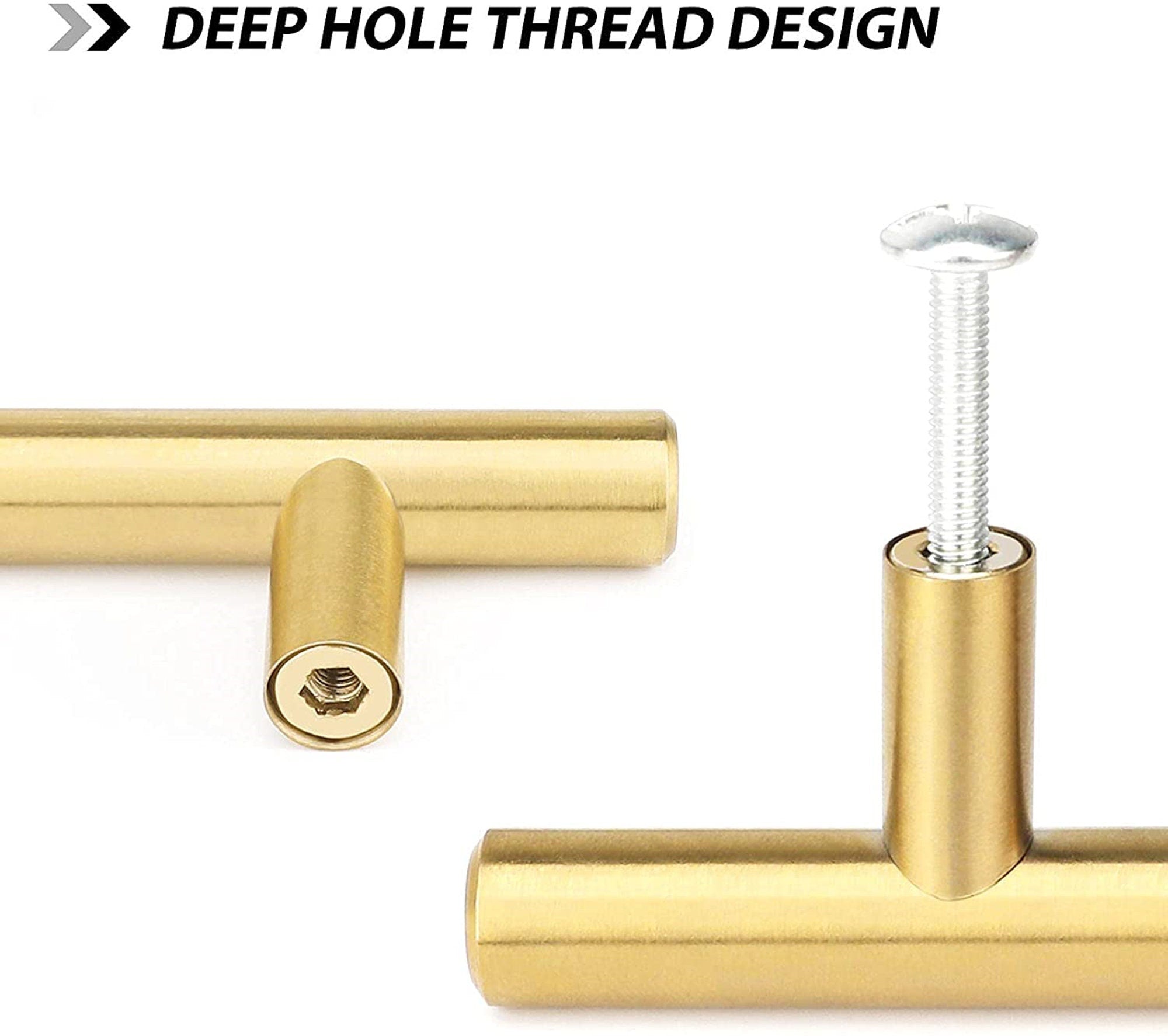 Brushed Brass Cabinet Pulls，Stainless Steel Drawer Handles，3.75" Hole Center Drawer Pulls and Door Knobs for Dresser Drawers