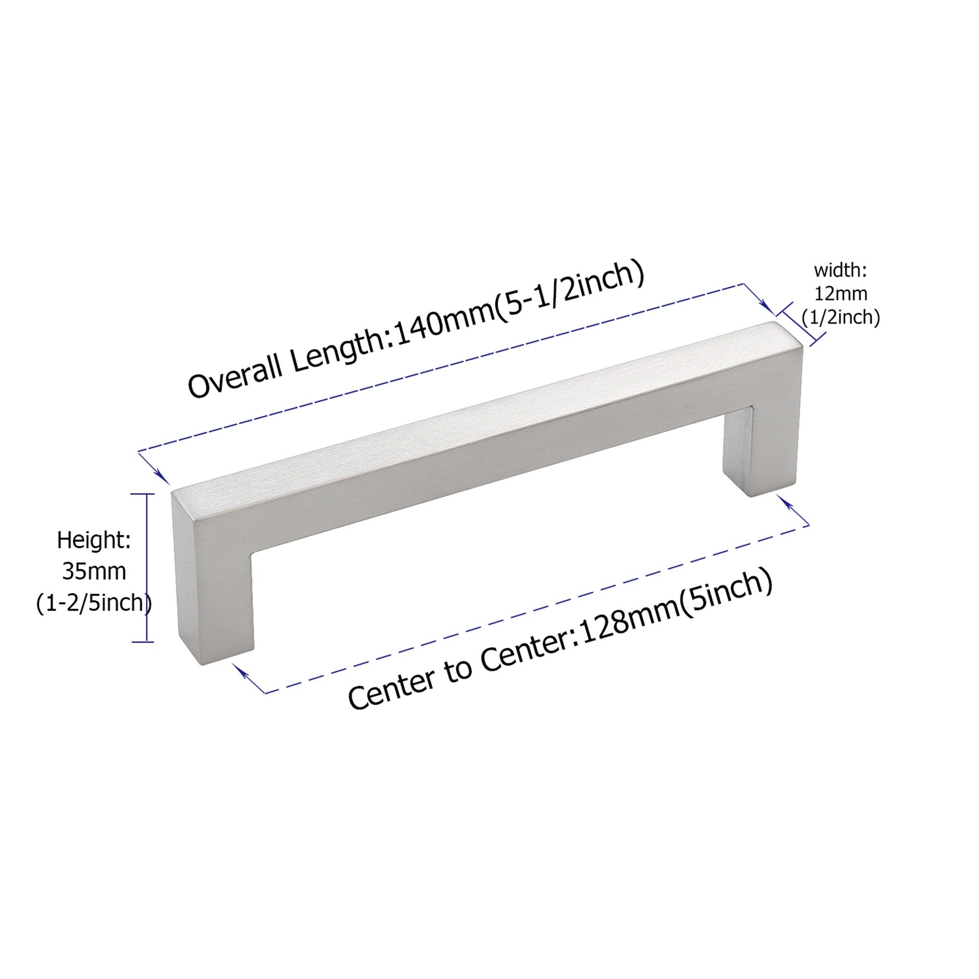 Brushed Nickel Drawer Pulls 5 inch(128mm) Hole Center，Modern Cabinet Hardware Bar Pulls for Drawer Cabinets Cupboard