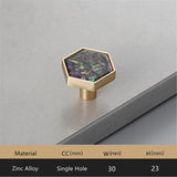Brushed Brass Knobs, Solid Brass Cabinet Knobs, 1.18"(30mm) Hexagon Dresser Knobs for Modern Home Décor