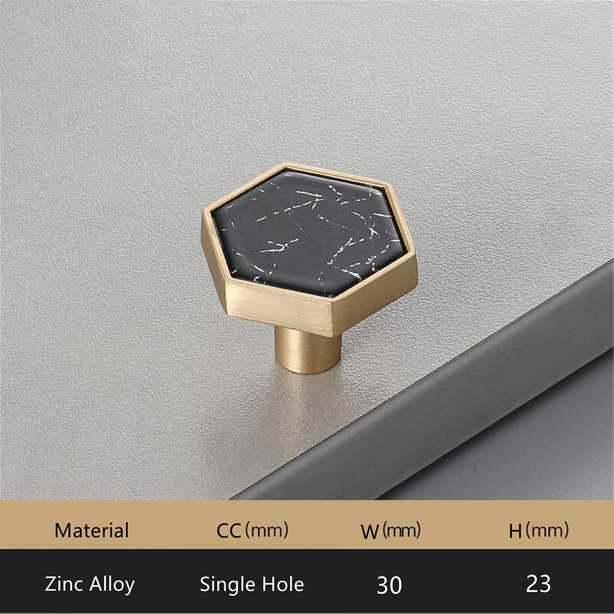 Brushed Brass Knobs, Solid Brass Cabinet Knobs, 1.18"(30mm) Hexagon Dresser Knobs for Modern Home Décor