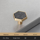 Brushed Brass Knobs, Solid Brass Cabinet Knobs, 1.18"(30mm) Hexagon Dresser Knobs for Modern Home Décor