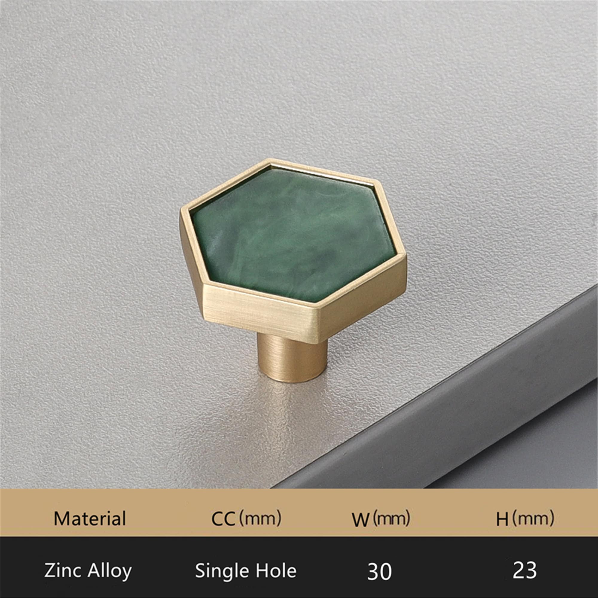 Brushed Brass Knobs, Solid Brass Cabinet Knobs, 1.18"(30mm) Hexagon Dresser Knobs for Modern Home Décor