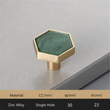 Brushed Brass Knobs, Solid Brass Cabinet Knobs, 1.18"(30mm) Hexagon Dresser Knobs for Modern Home Décor
