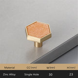 Brushed Brass Knobs, Solid Brass Cabinet Knobs, 1.18"(30mm) Hexagon Dresser Knobs for Modern Home Décor