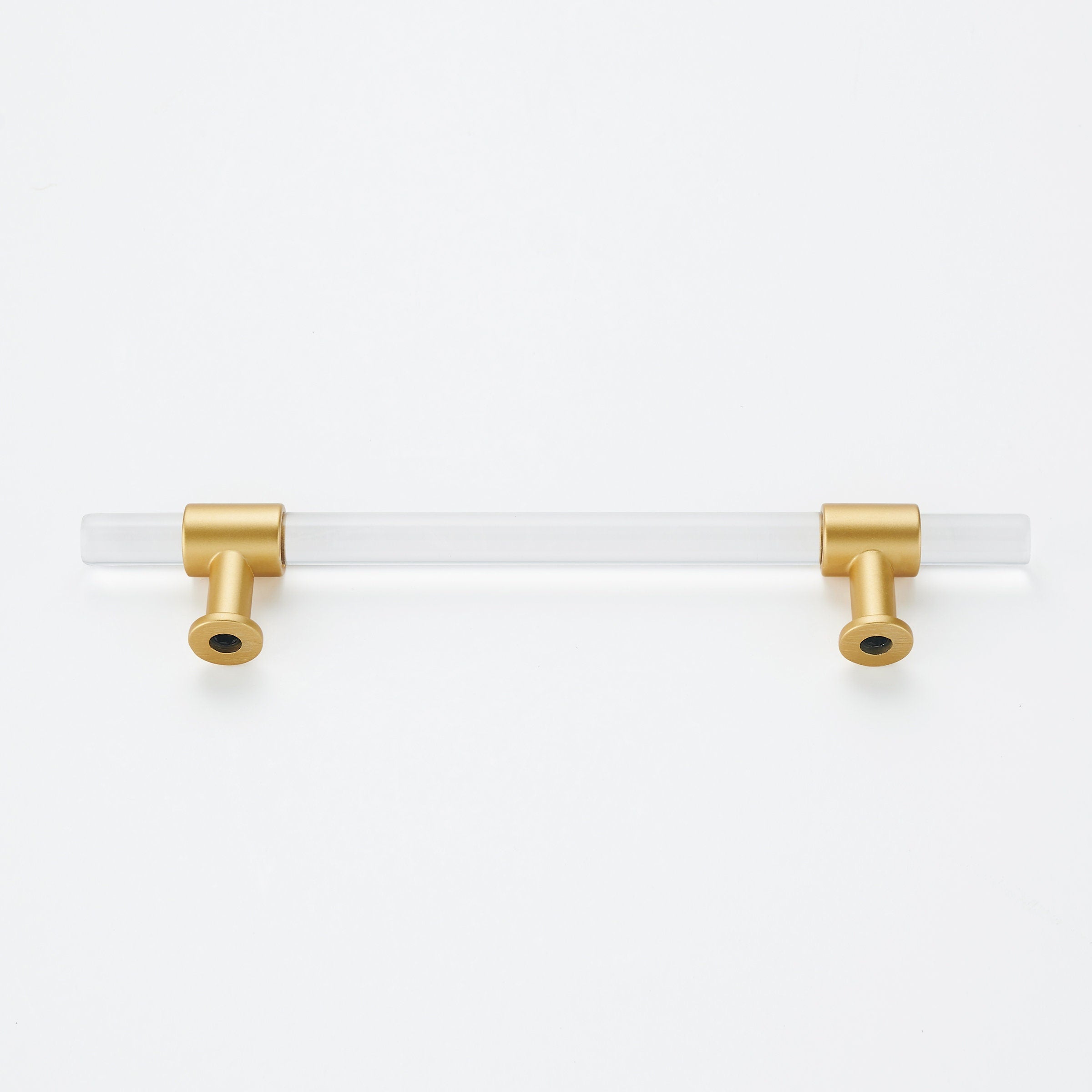 1 Pack Acrylic Cabinet Pulls with Brass Base，Gold Modern Drawer Handles for Bedroom Bathroom Office