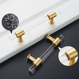 10 Pack 3 inch(C-C) Brushed Brass Cabinet Pulls Arcylic Drawer Pulls (76mm，Hole Center)