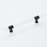 5 inch Hole Centers Cabinet Pulls, Clear Acrylic Drawer Handles, Black Finish with Zinc Alloy Base(128mm Hole Center)