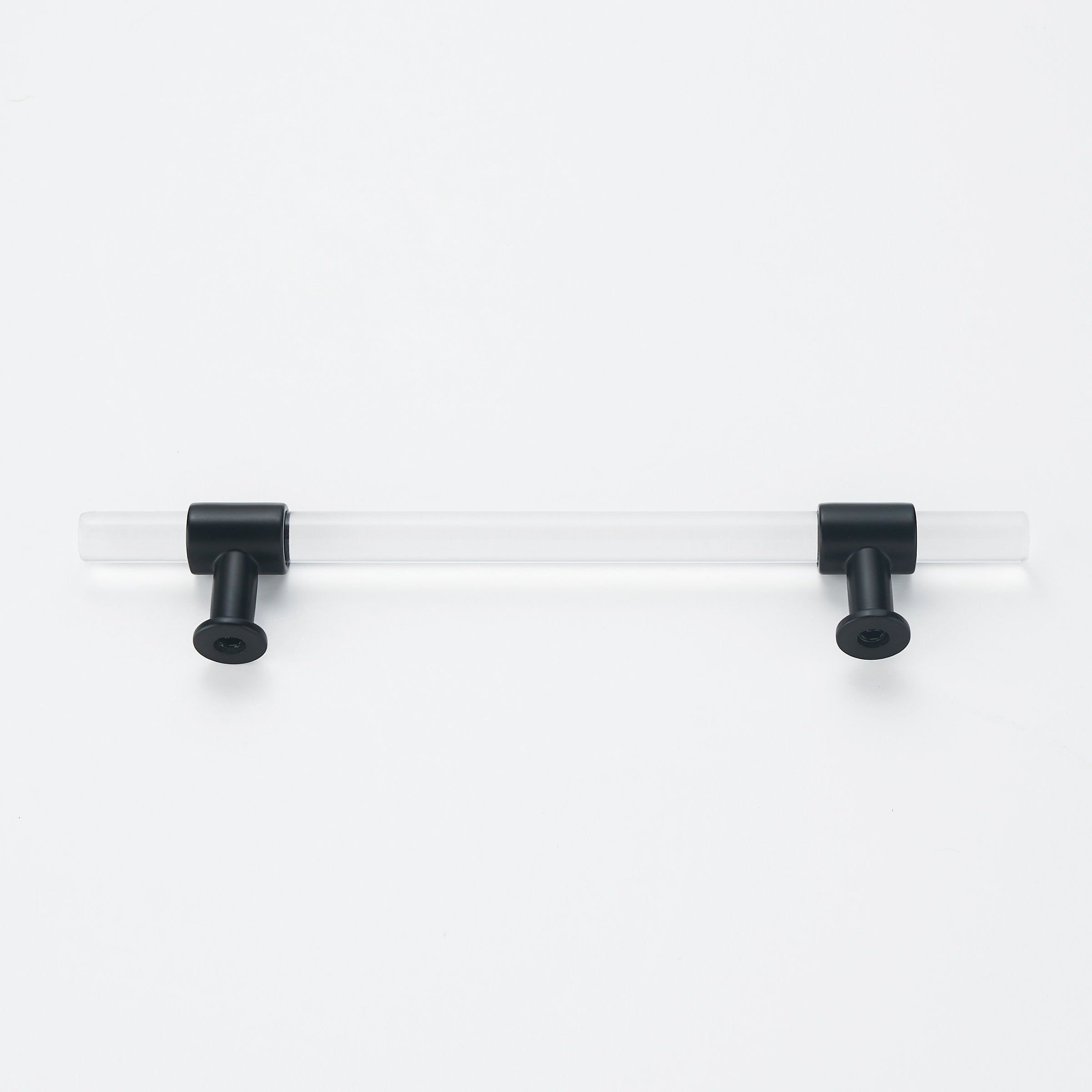 5 inch Hole Centers Cabinet Pulls, Clear Acrylic Drawer Handles, Black Finish with Zinc Alloy Base(128mm Hole Center)