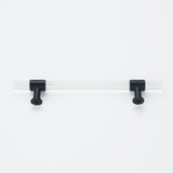 5 inch Hole Centers Cabinet Pulls, Clear Acrylic Drawer Handles, Black Finish with Zinc Alloy Base(128mm Hole Center)