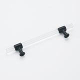 5 inch Hole Centers Cabinet Pulls, Clear Acrylic Drawer Handles, Black Finish with Zinc Alloy Base(128mm Hole Center)