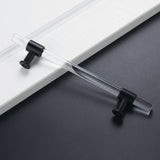5 inch Hole Centers Cabinet Pulls, Clear Acrylic Drawer Handles, Black Finish with Zinc Alloy Base(128mm Hole Center)