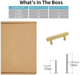 Modern Square Cabinet Pull Handle, 4-inch Length (2.5-inch Hole Center), Brushed Brass Cabinet Pulls for Dresser Drawers