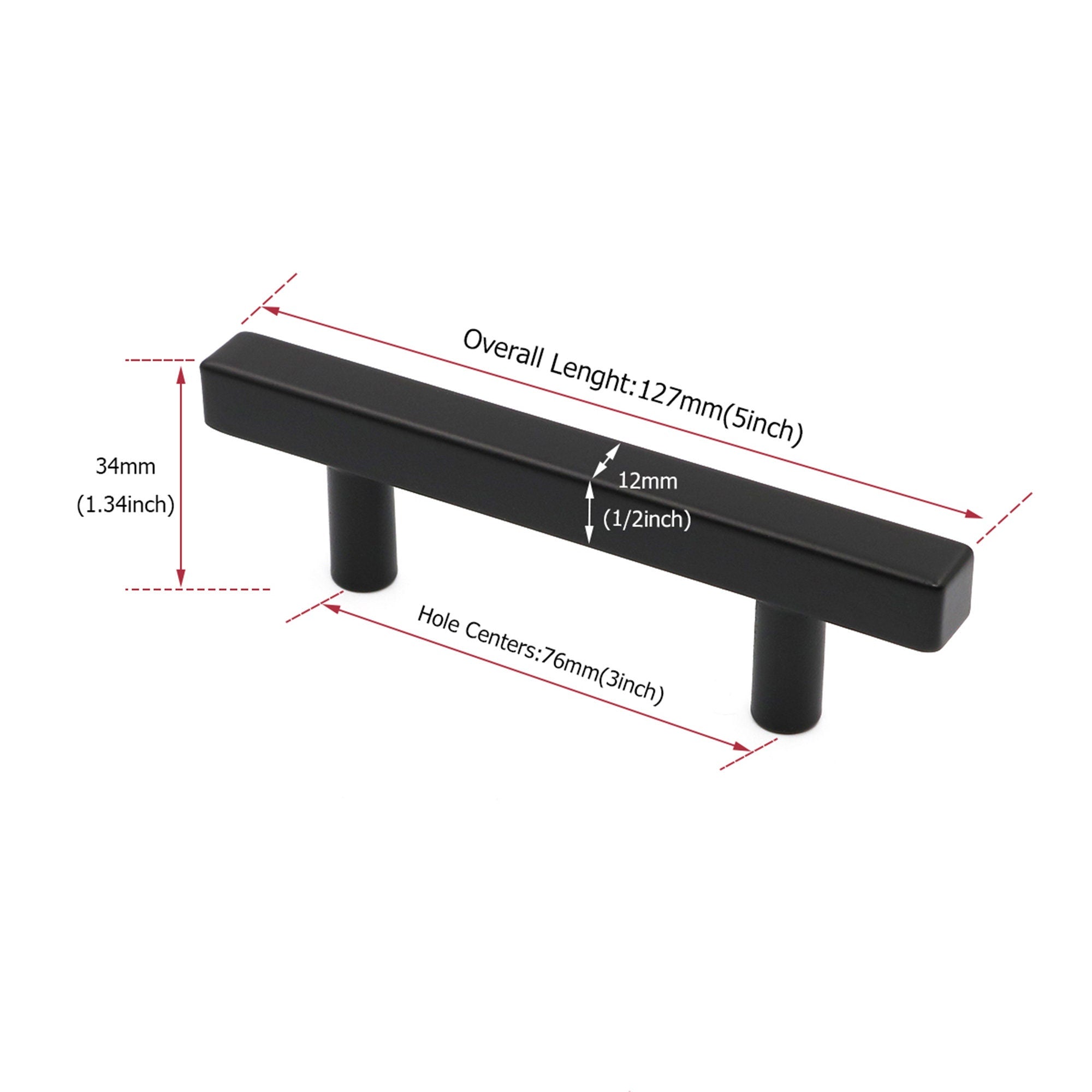 Matte Black Cabinet Knobs Furniture Hardware Drawer Pulls - Stainless Steel Cabinet Handles - Hole Centers(Knob，2.5"，3")
