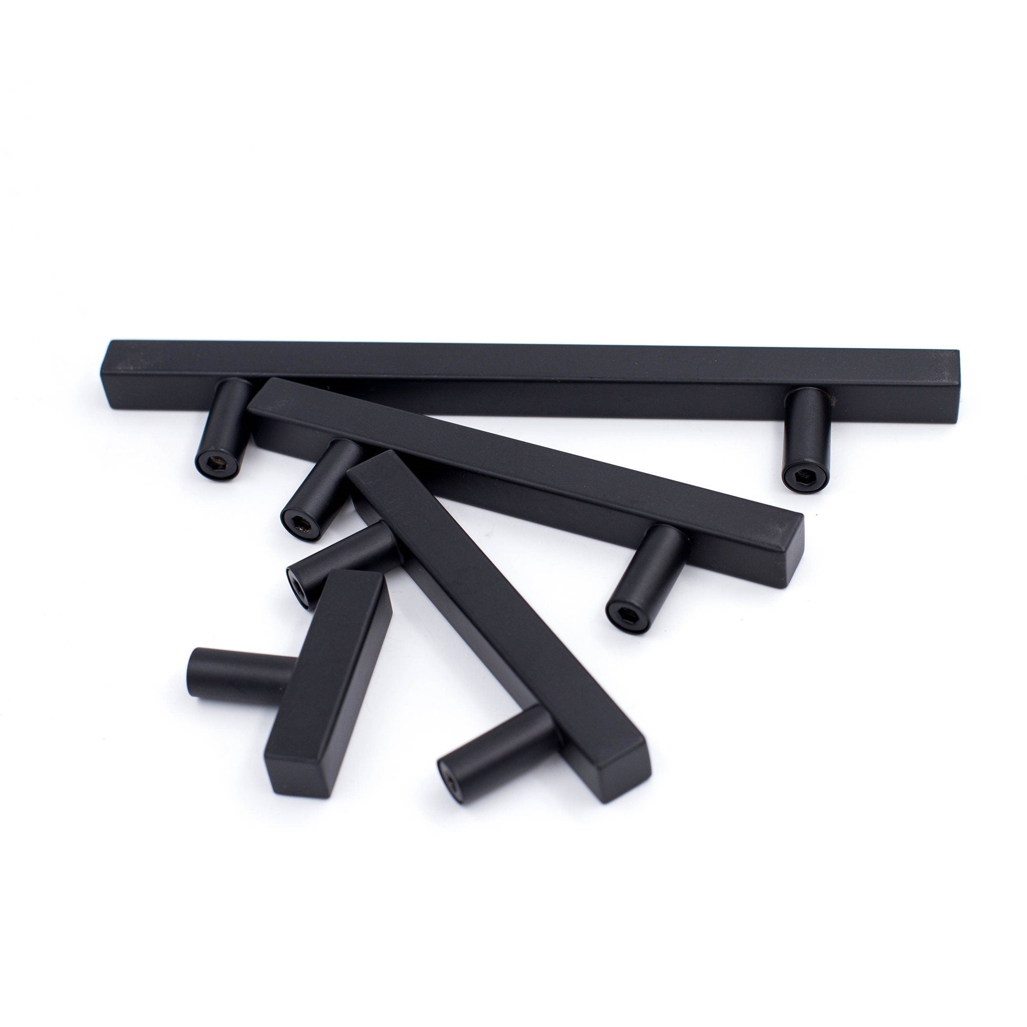 Black Kitchen Cabinet Handles Square Cabinet Drawer Pulls - Stainless Steel Cabinet Handles - Hole Centers(3.5"，3.7.5"，4")