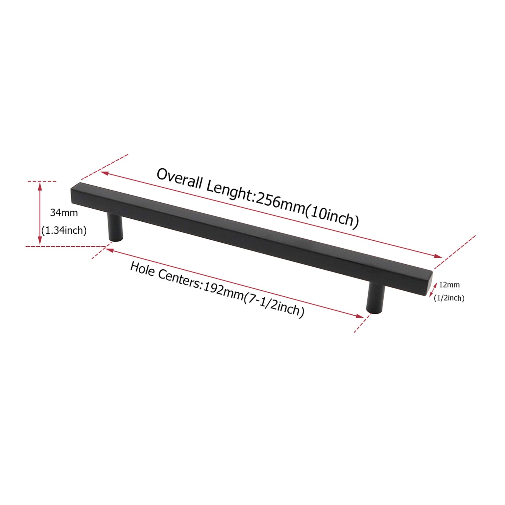 Matte Black Cabinet Pulls Kitchen Cabinet Handles - Large Size Handles - Hole Centers(7.5"，8"，8.8"，10")