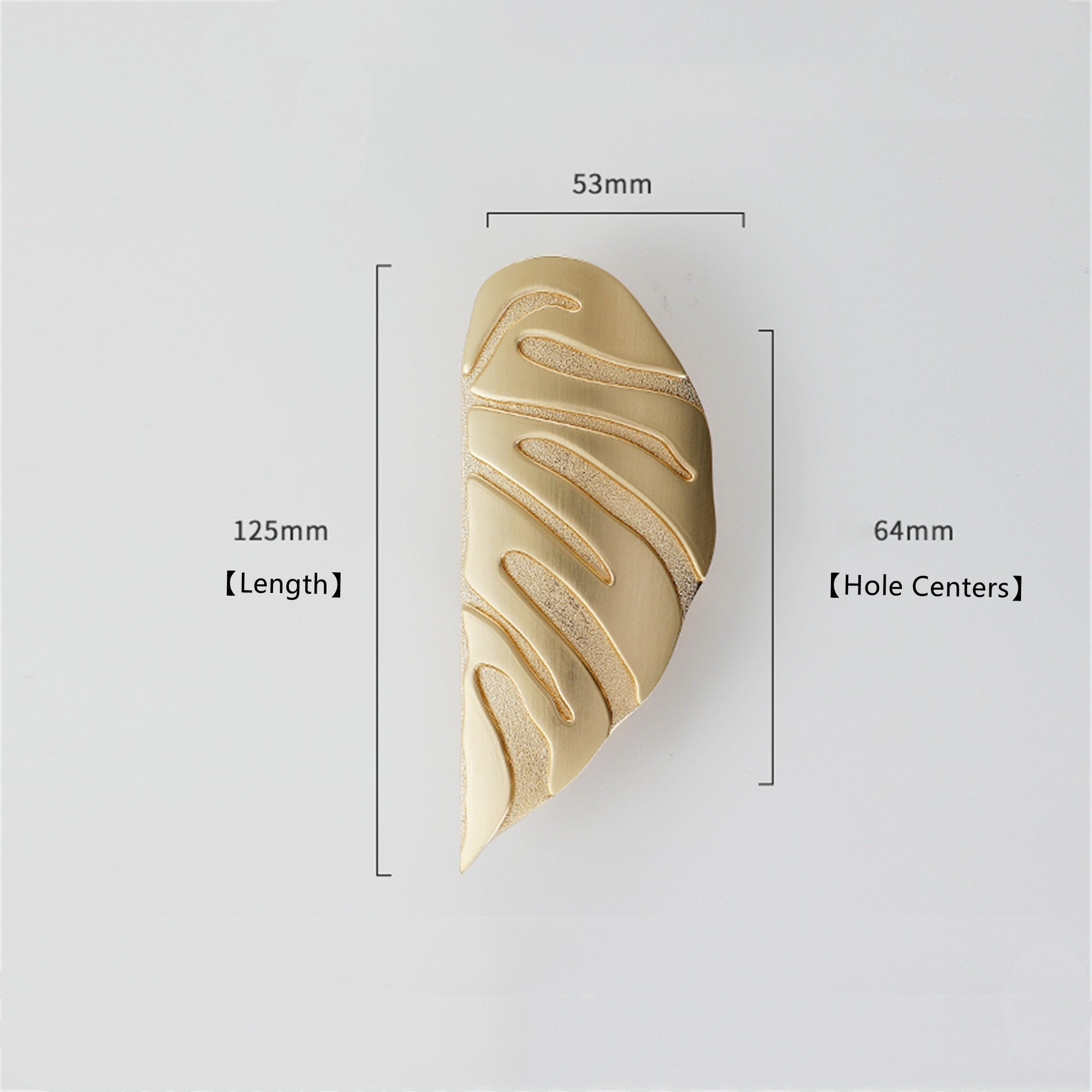 2 Pairs Creative Leaf Shape Handle Knob with Mounting Screws for Kitchen Cupboard Cabinet Wardrobe Drawer Door (Gold, 64mm)