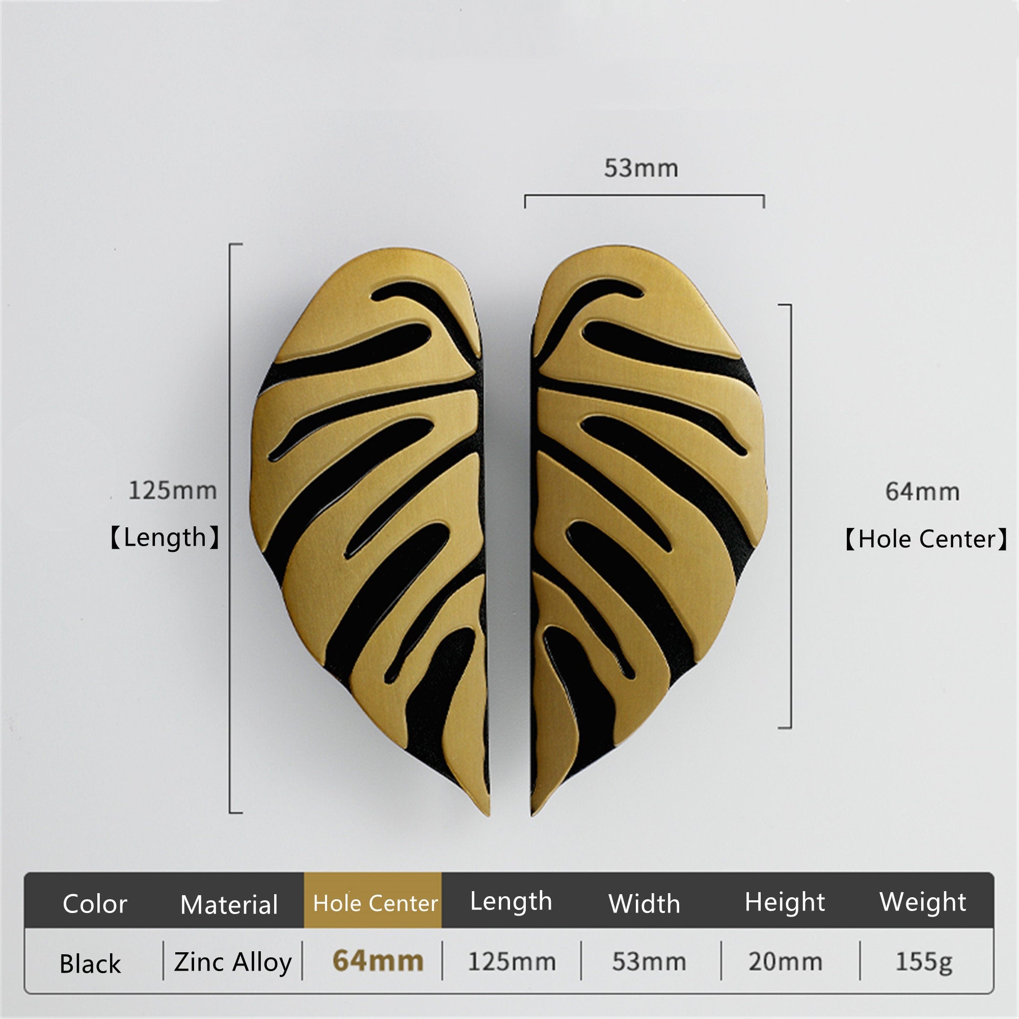 Creative Leaf Shape Handle Knob with Mounting Screws for Kitchen Cupboard Cabinet Wardrobe Drawer Door (Black Ancient, 64mm)