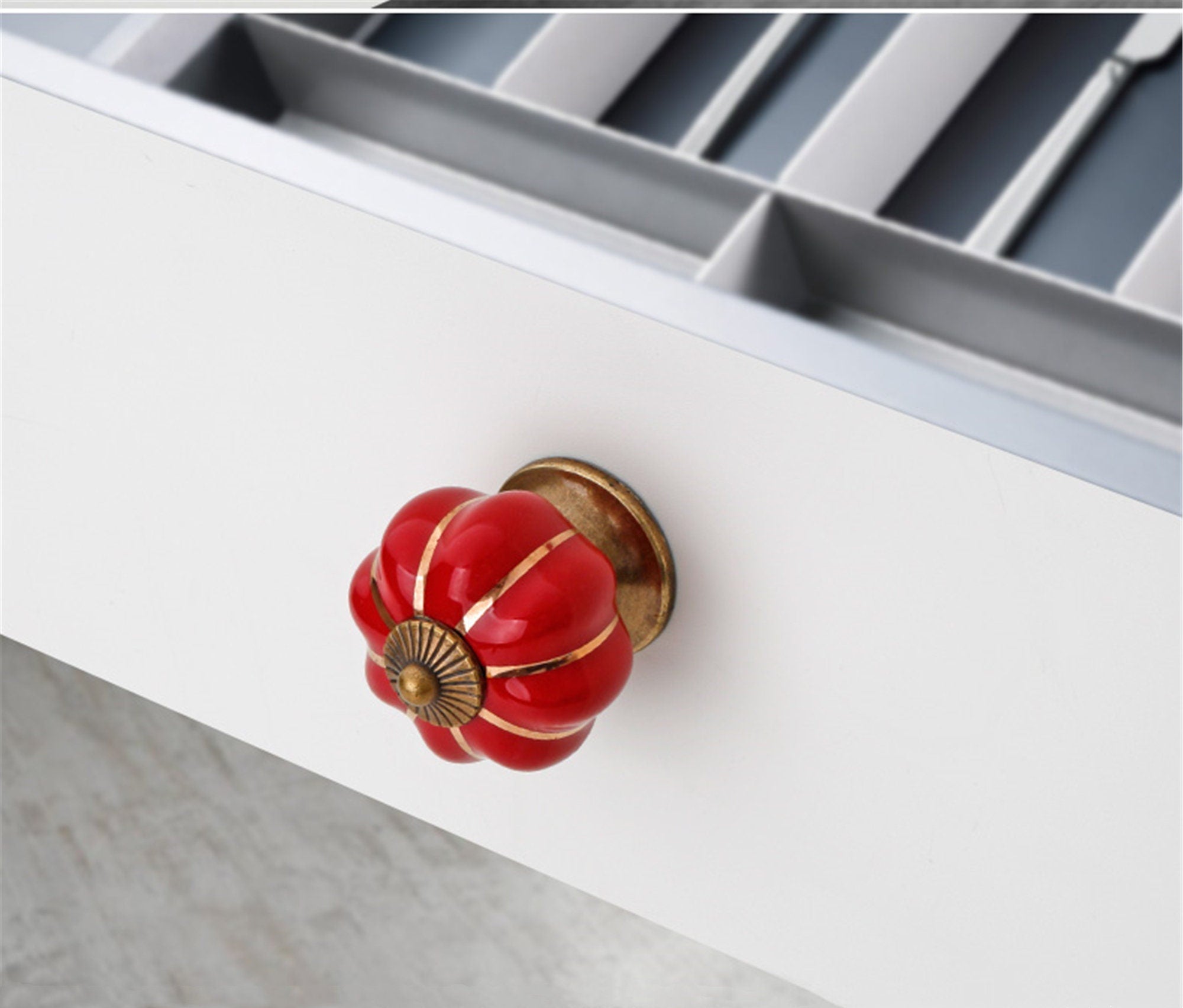 Vintage Decor Door Handle Pulls, Ceramic Cabinet Knobs, Multicolor Pumpkin Knobs for Kitchen, Cabinets, Cupboard, Dresser Drawers