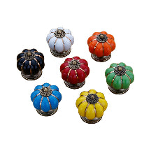 Vintage Decor Door Handle Pulls, Ceramic Cabinet Knobs, Multicolor Pumpkin Knobs for Kitchen, Cabinets, Cupboard, Dresser Drawers