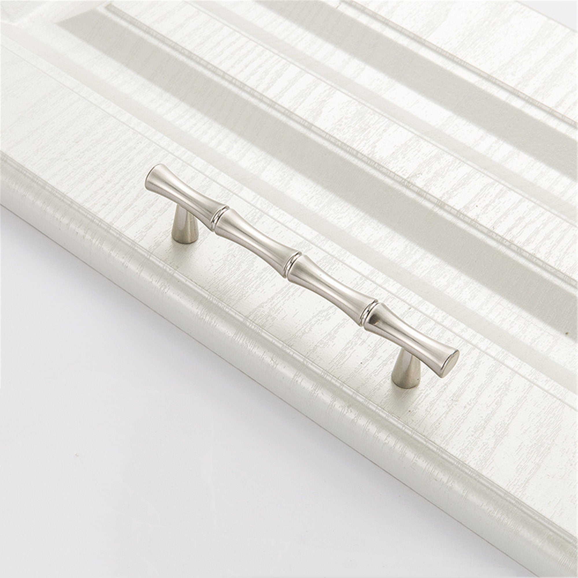 3.75 inch(C-C) Bamboo Shape Cabinet Pulls (3.75"/96mm，Brushed Nickel)