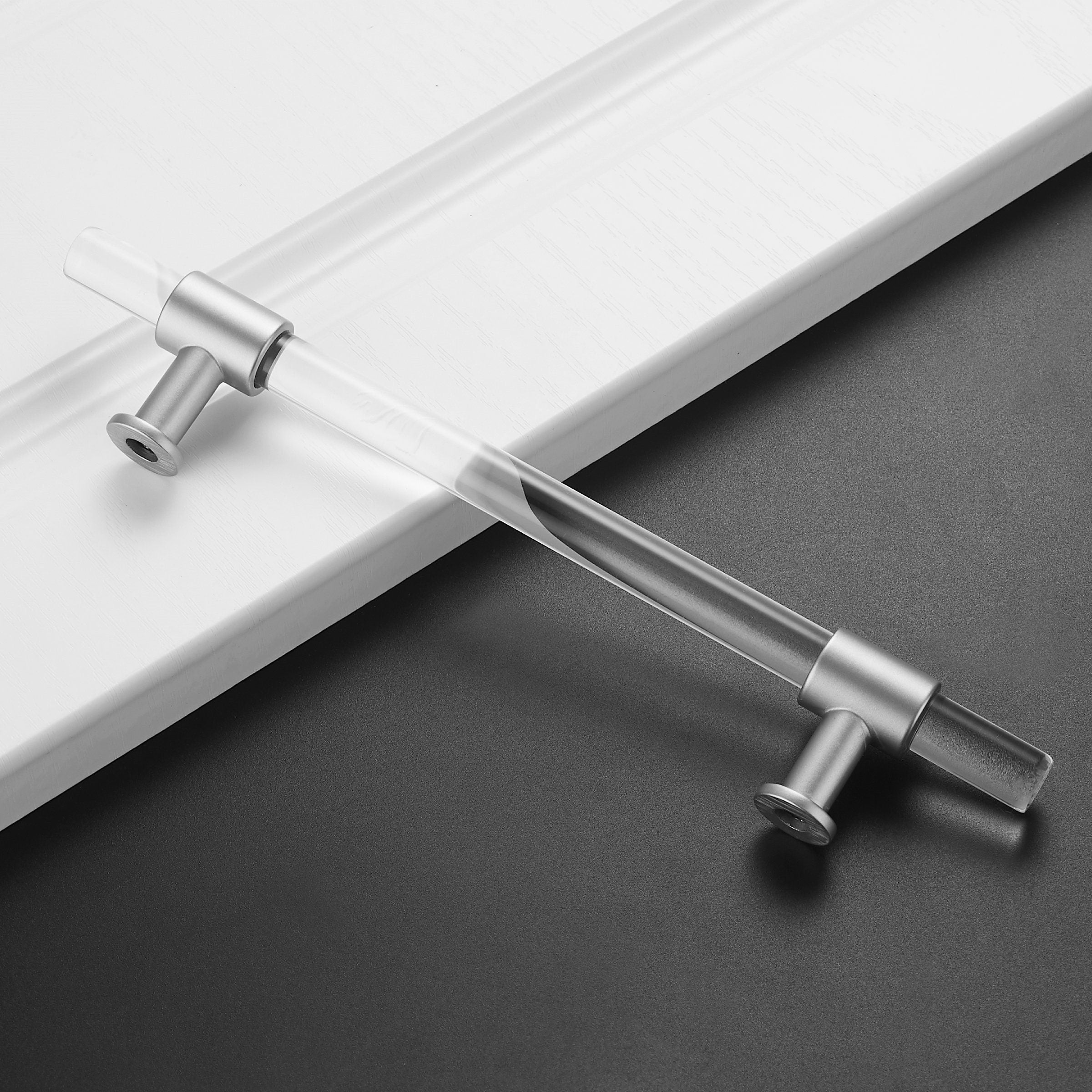 Brushed Nickel Cabinet Pulls Arcylic Drawer Pulls - New Acrylic Pulls - Hole Centers(Knob,2.5",3",3.5",3.75",4",5",6.25",7.5")