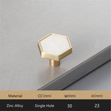Brushed Brass Knobs, Solid Brass Cabinet Knobs, 1.18"(30mm) Hexagon Dresser Knobs for Modern Home Décor