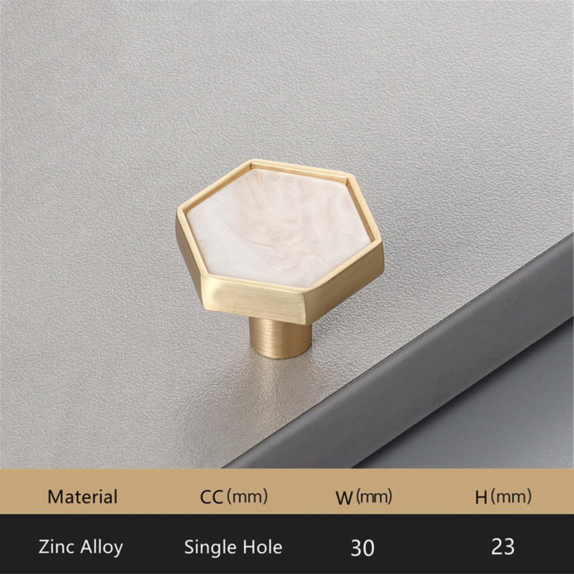 Brushed Brass Knobs, Solid Brass Cabinet Knobs, 1.18"(30mm) Hexagon Dresser Knobs for Modern Home Décor
