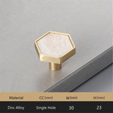 Brushed Brass Knobs, Solid Brass Cabinet Knobs, 1.18"(30mm) Hexagon Dresser Knobs for Modern Home Décor