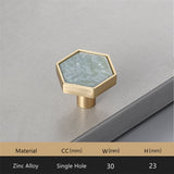 Brushed Brass Knobs, Solid Brass Cabinet Knobs, 1.18"(30mm) Hexagon Dresser Knobs for Modern Home Décor