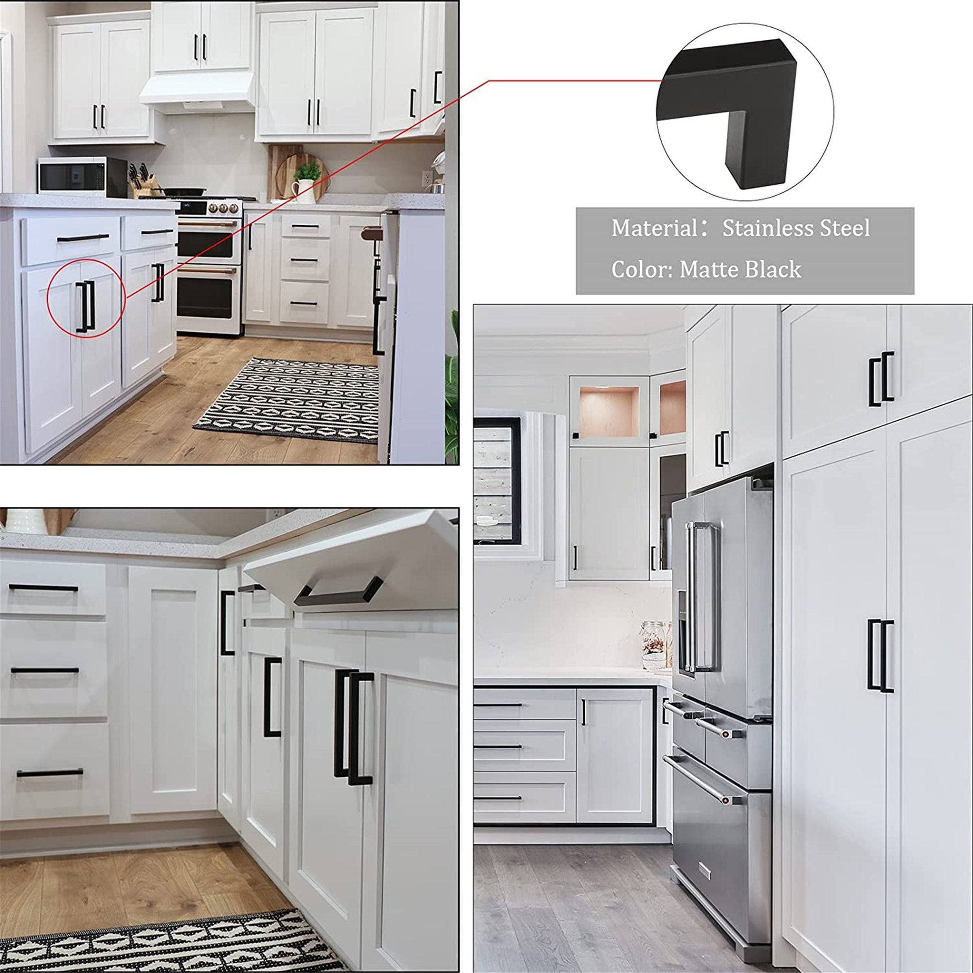 18 inch(C-C) Modern Square Cabinet Pulls(458mm，Matte Black)