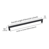 18 inch(C-C) Modern Square Cabinet Pulls(458mm，Matte Black)