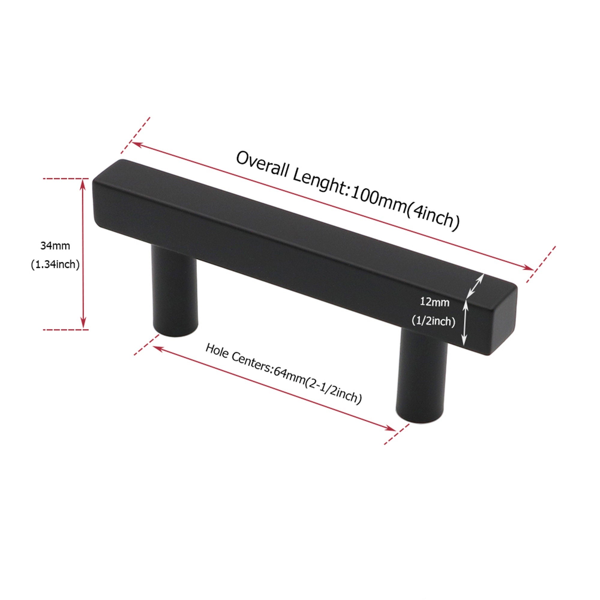 Matte Black Cabinet Knobs Furniture Hardware Drawer Pulls - Stainless Steel Cabinet Handles - Hole Centers(Knob，2.5"，3")
