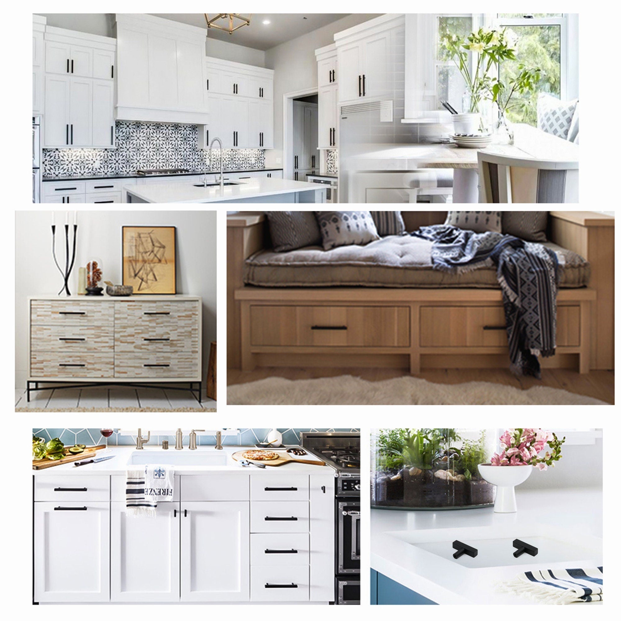 Matte Black Cabinet Pulls Cabinet Hardware Handles - Stainless Steel Cabinet Handles - Hole Centers(4.5"，5"，6.25")