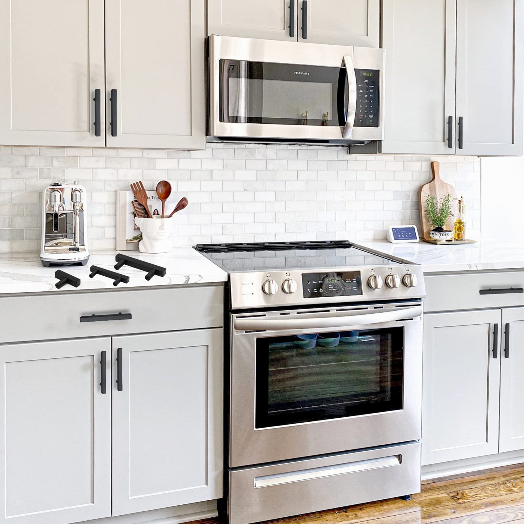 Matte Black Cabinet Pulls Kitchen Cabinet Handles - Large Size Handles - Hole Centers(7.5"，8"，8.8"，10")