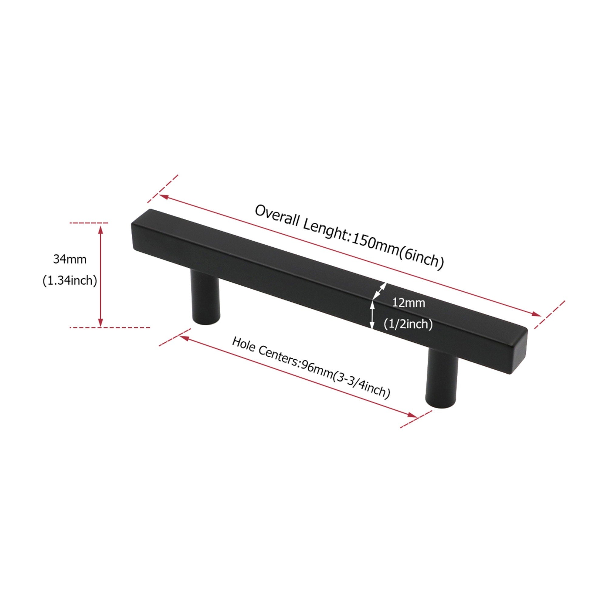 Black Kitchen Cabinet Handles Square Cabinet Drawer Pulls - Stainless Steel Cabinet Handles - Hole Centers(3.5"，3.7.5"，4")