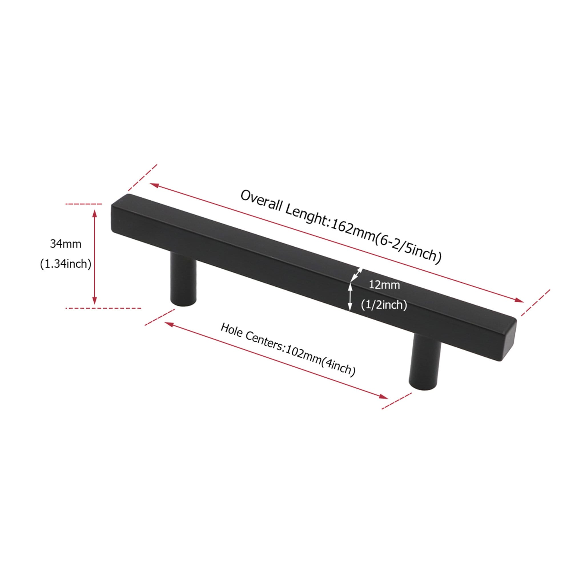 Black Kitchen Cabinet Handles Square Cabinet Drawer Pulls - Stainless Steel Cabinet Handles - Hole Centers(3.5"，3.7.5"，4")