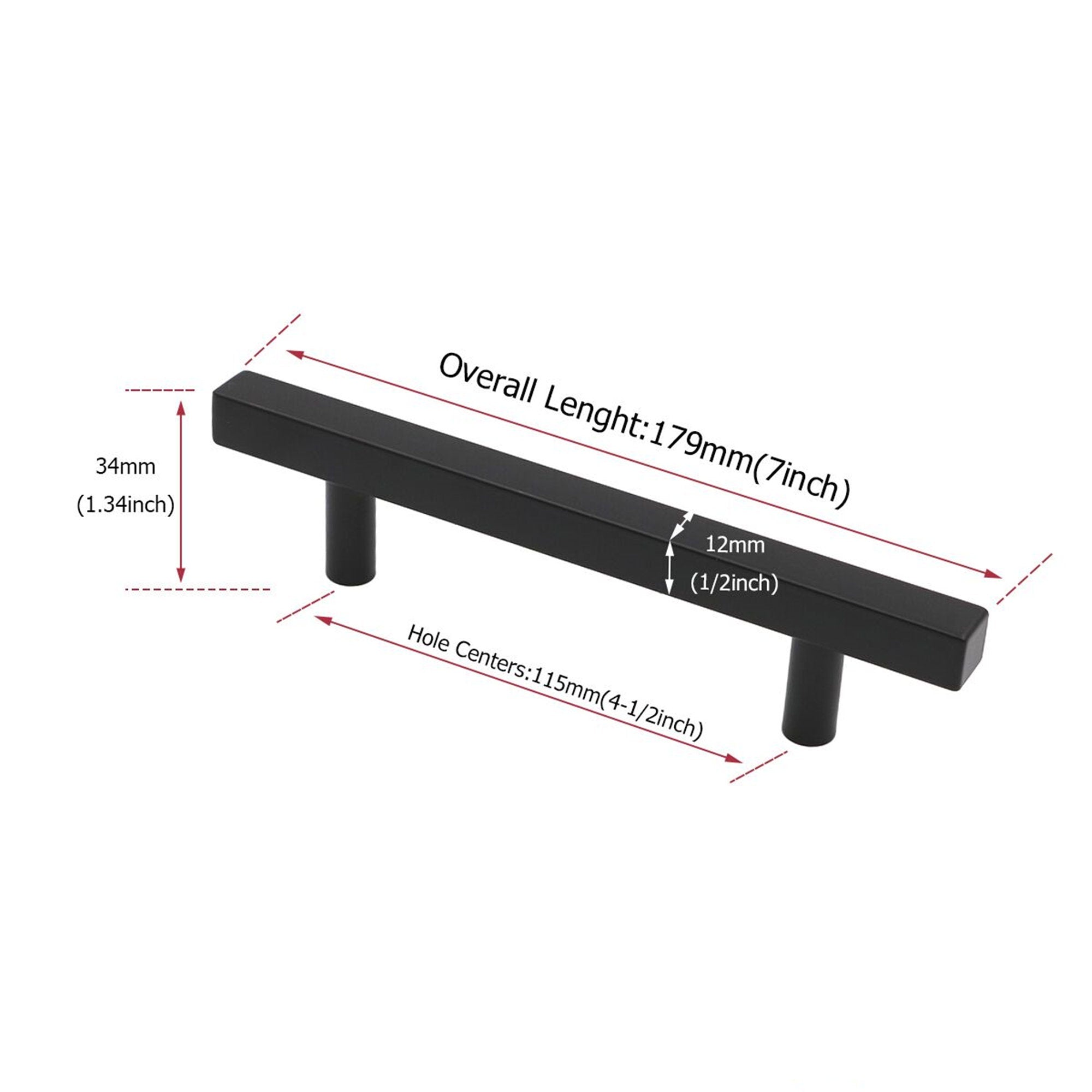 Matte Black Cabinet Pulls Cabinet Hardware Handles - Stainless Steel Cabinet Handles - Hole Centers(4.5"，5"，6.25")