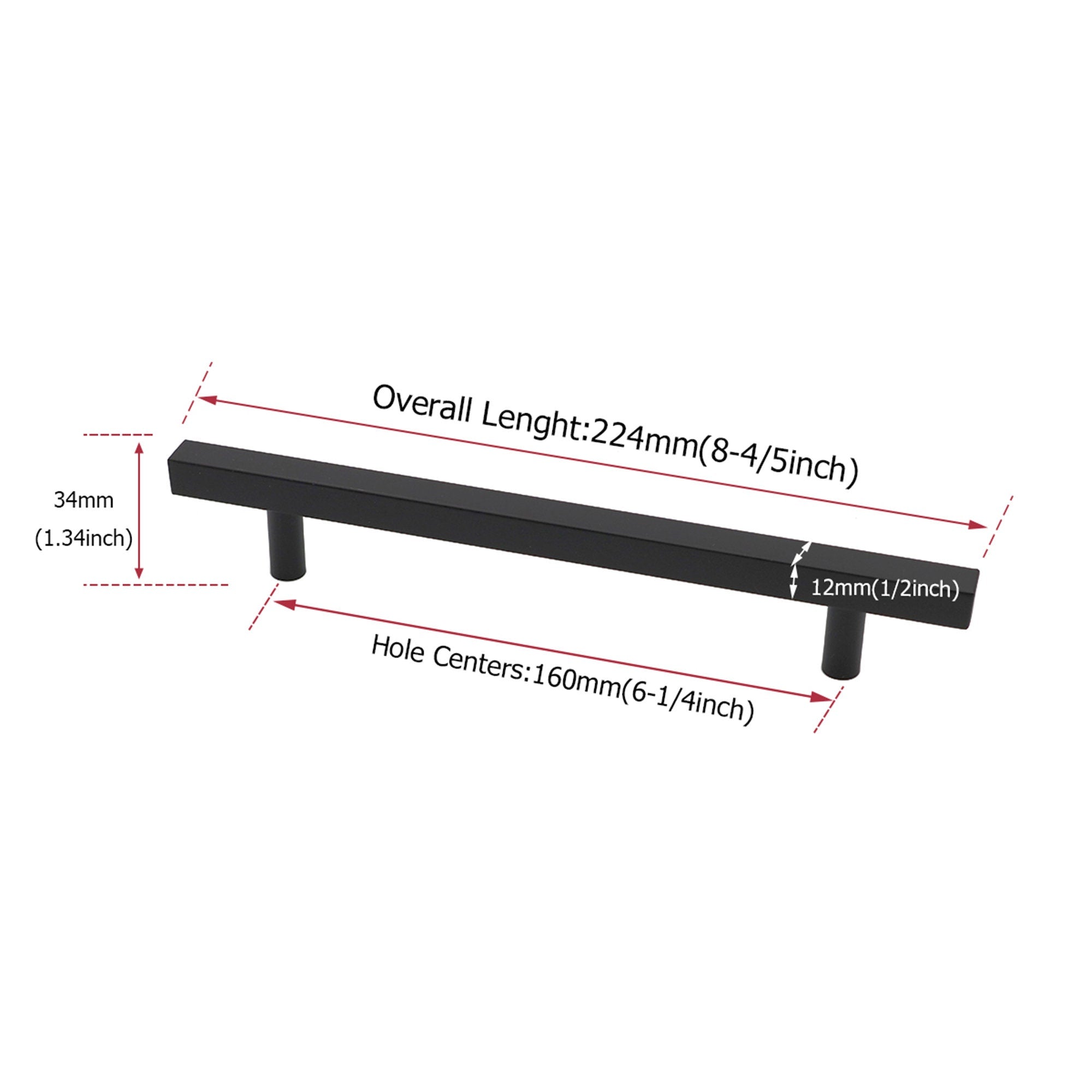 Matte Black Cabinet Pulls Cabinet Hardware Handles - Stainless Steel Cabinet Handles - Hole Centers(4.5"，5"，6.25")