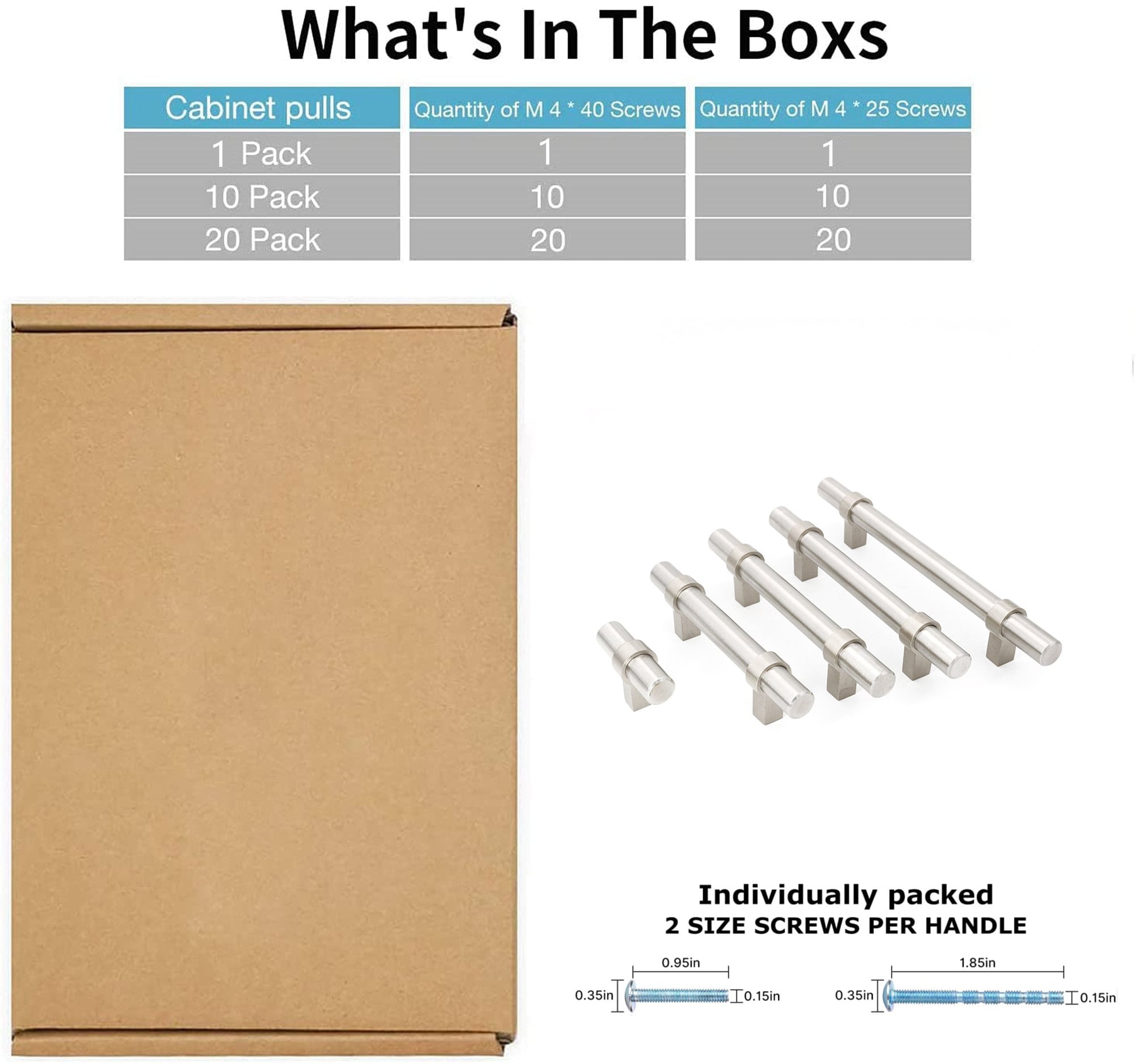 3-3/4"(96mm) Hole Center Cabinet Handles Pulls for Kitchen Stainless Steel Brushed Nickel Drawer Pulls ( 6" Length ）