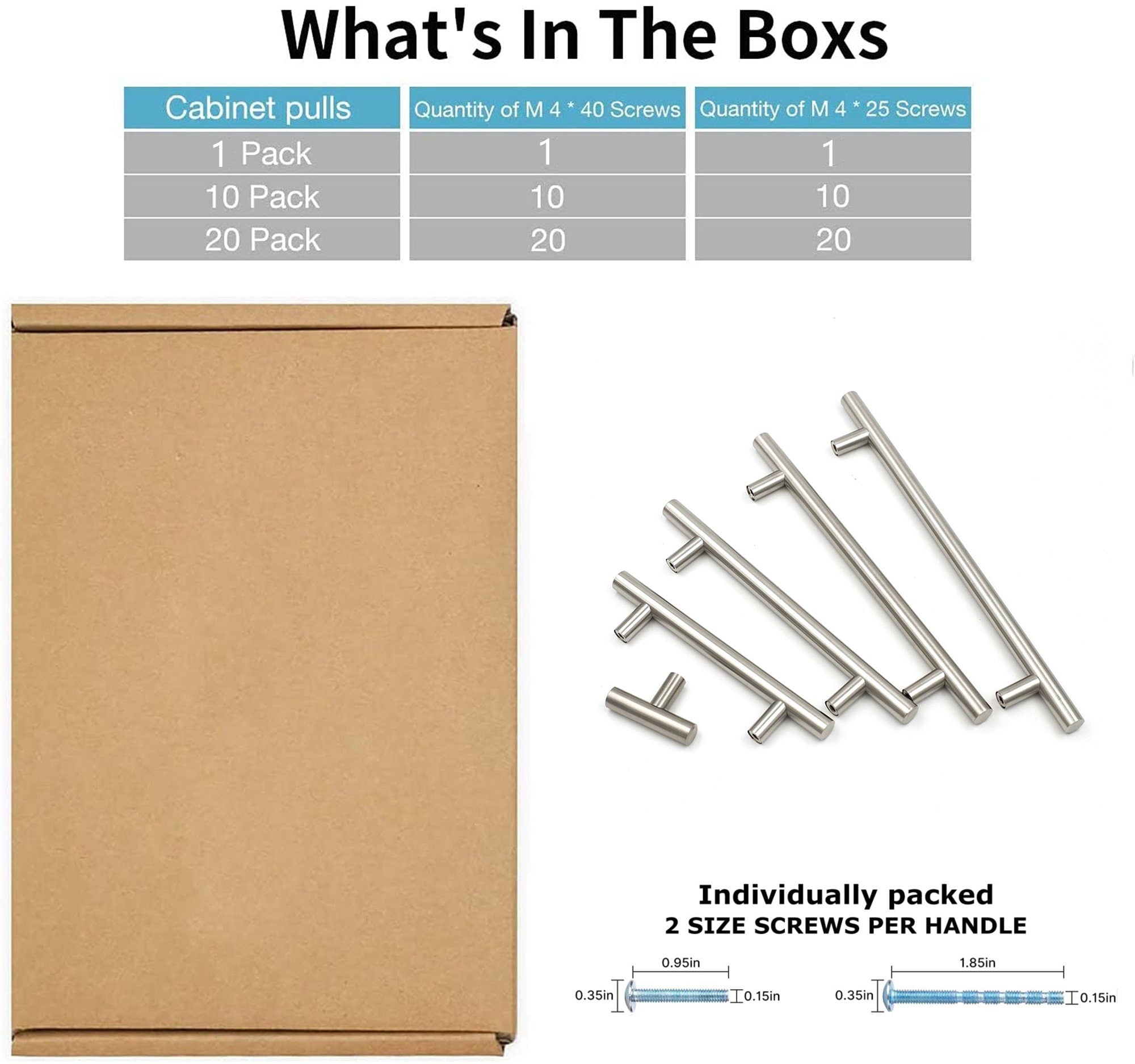 2-1/2 Inch Cabinet Handles Brushed Nickel Cabinet Pulls(64mm, Hole Centers)