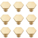 Solid Brass Gold Knobs - 1.33" Diameter (34mm), Brass - Hexagon Dresser Knobs for Lving Room，Bedrooms，DIY Lovers，Gifts
