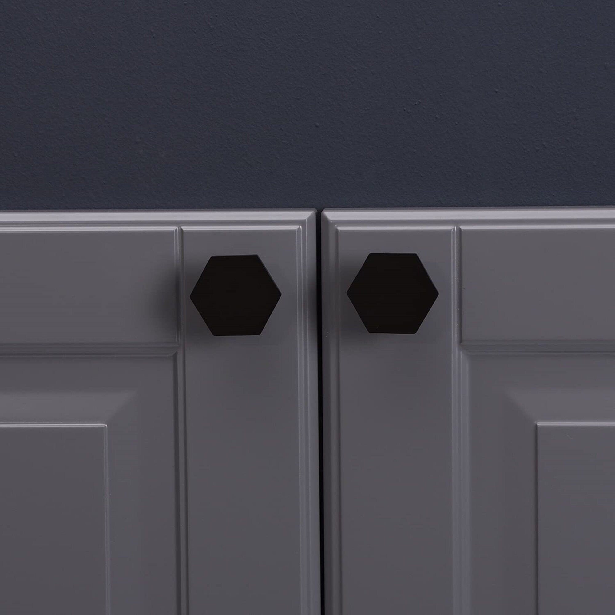 Solid Black Drawer Knobs - 1.33" Diameter (34mm), Matt Black - Hexagon Dresser Knobs for Lving Room，Bedrooms，DIY Lovers，Gifts