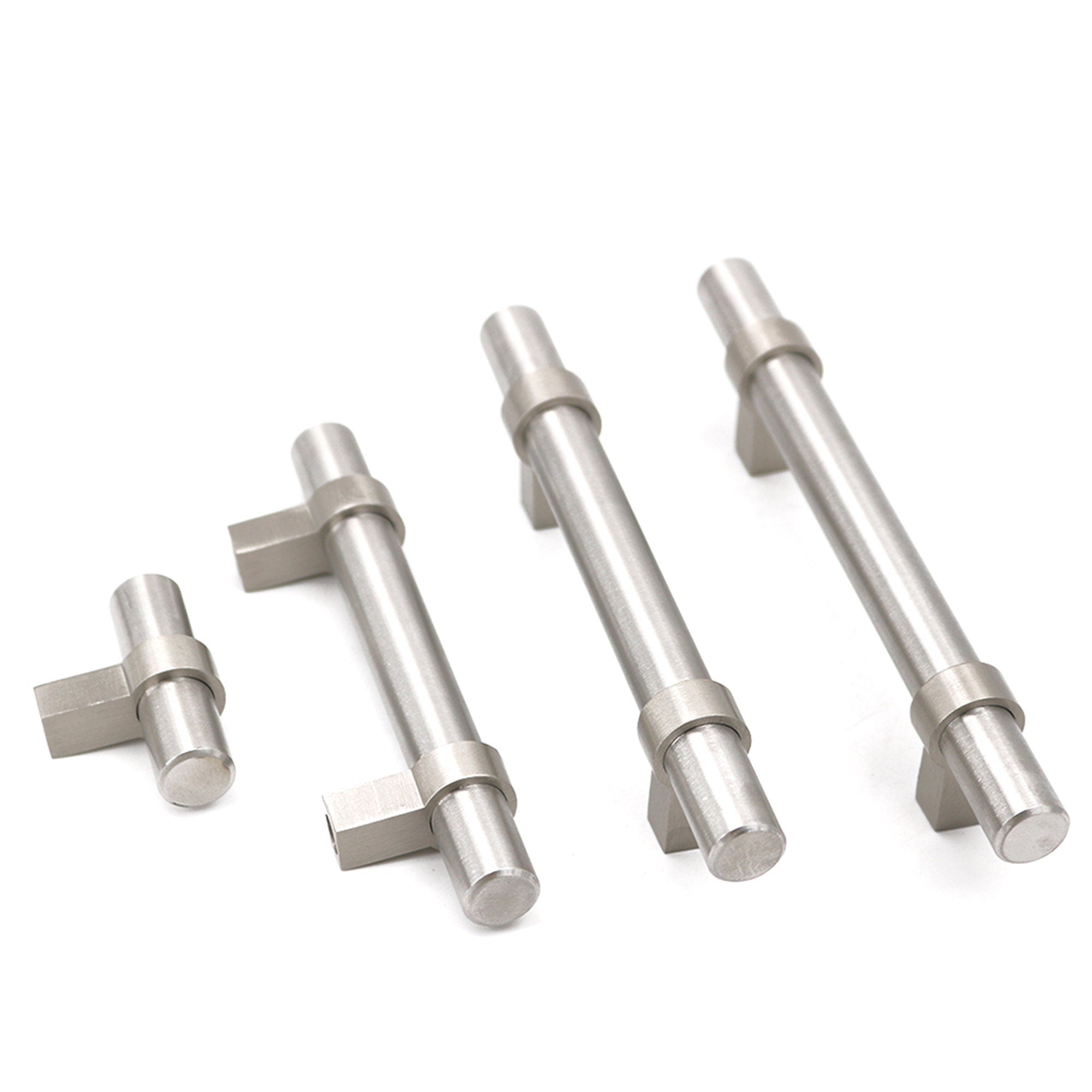Brushed Nickel Drawer Pulls Kitchen Cabinet Handles - Round Shape Series - Hole Centers(Single Hole, 3",3.5,3.75,4",5",6.25",7.5",8.8",10")