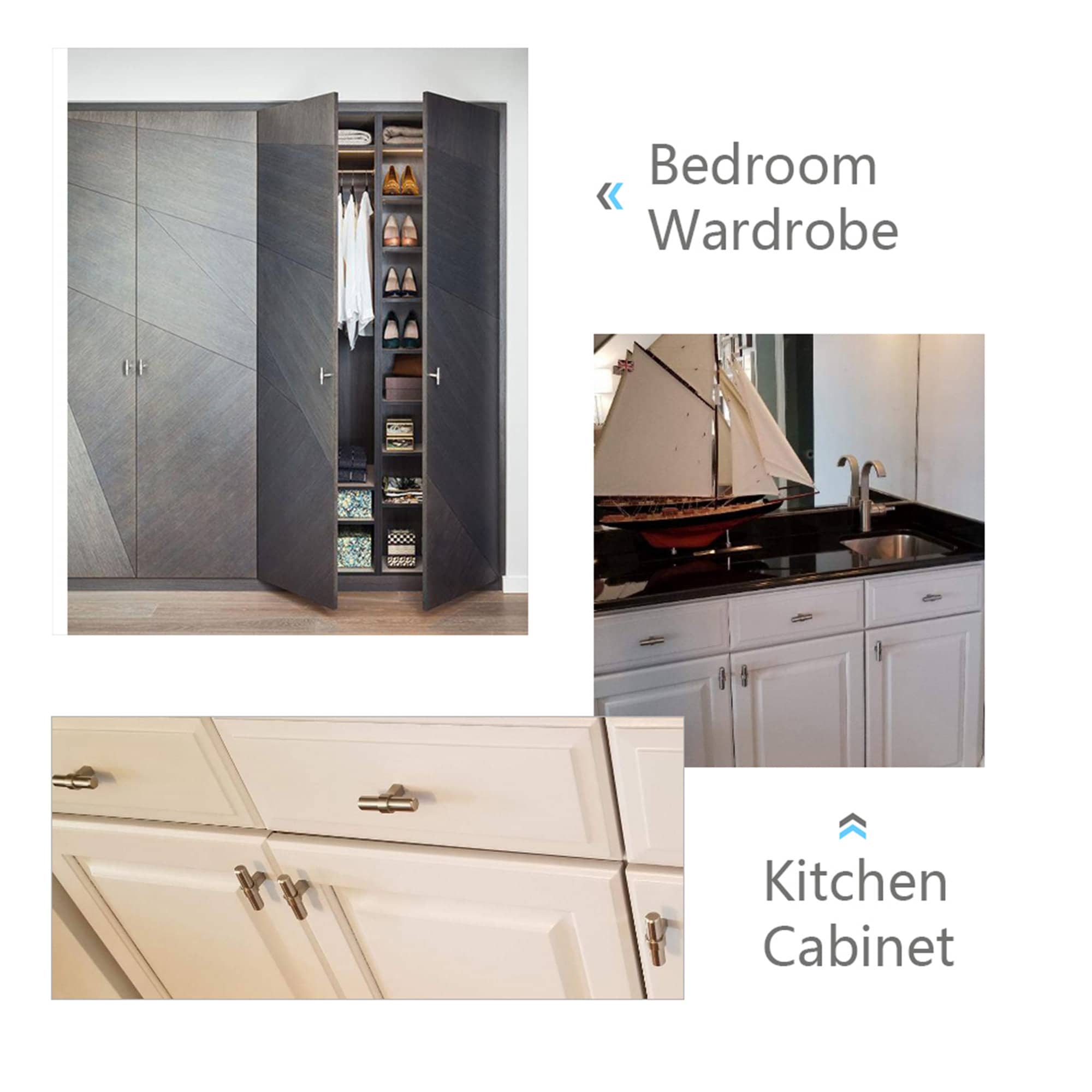 3"(76mm) Hole Center Cabinet Handles Pulls for Kitchen Stainless Steel Brushed Nickel Drawer Pulls ( 5" Length ）